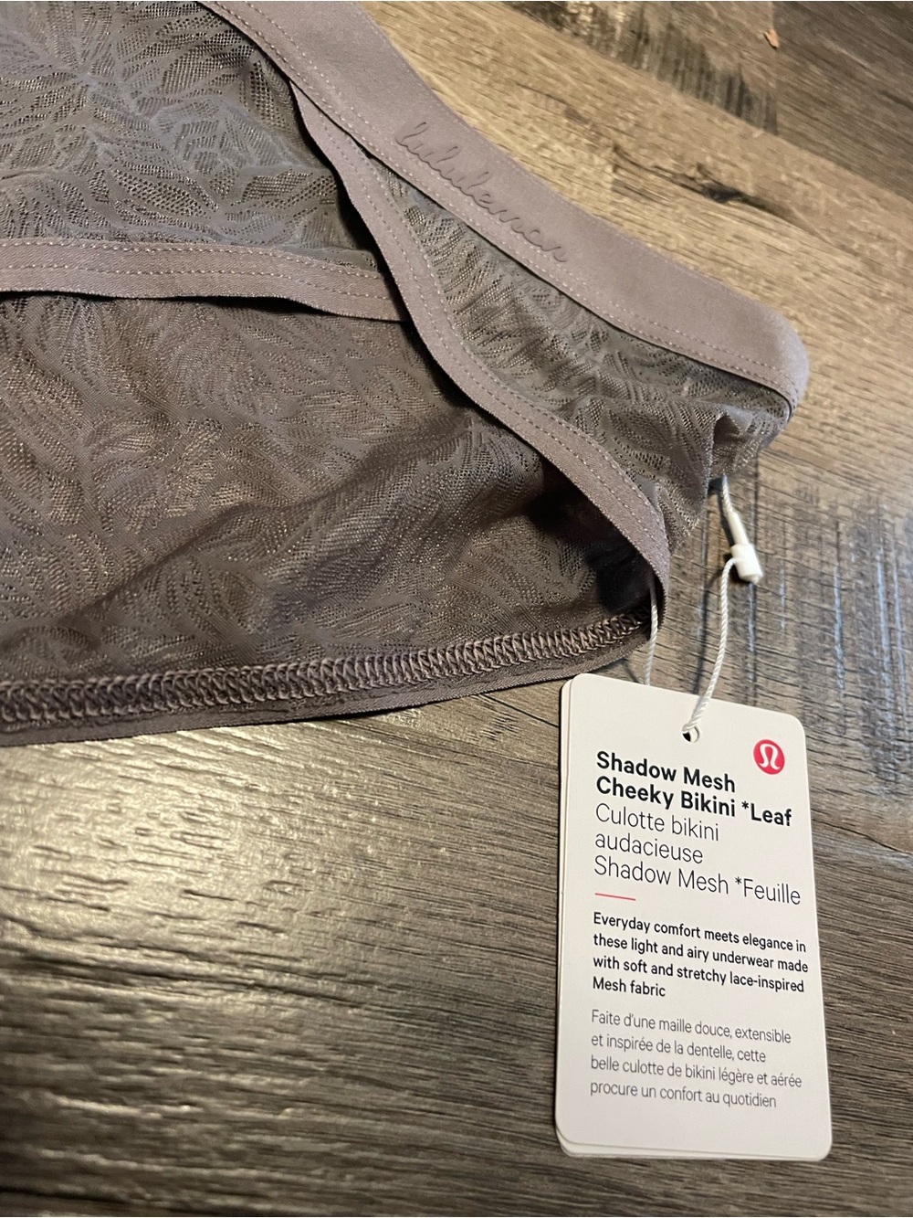 lululemon Shadow Mesh Cheeky Bikini Lace Leaf Underwear L New